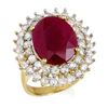 Image 1 : 9.83 CTW Ruby & Diamond Ring 14K Yellow Gold - REF-261X8T - 12984