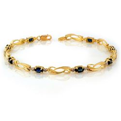 2.52 CTW Blue Sapphire & Diamond Bracelet 10K Yellow Gold - REF-26M5H - 10471