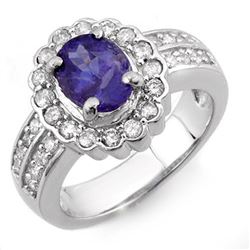 2.60 CTW Tanzanite & Diamond Ring 14K White Gold - REF-100M2H - 10685