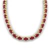 Image 1 : 71.85 CTW Ruby & VS/SI Certified Diamond Eternity Necklace 10K Yellow Gold - REF-563W6F - 29516