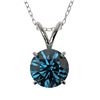 Image 1 : 1.01 CTW Certified Intense Blue SI Diamond Solitaire Necklace 10K White Gold - REF-111W2F - 36765