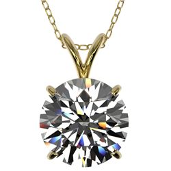 2.53 CTW Certified H-SI/I Quality Diamond Solitaire Necklace 10K Yellow Gold - REF-870T2M - 36820