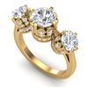 Image 1 : 3.06 CTW VS/SI Diamond Solitaire Art Deco 3 Stone Ring 18K Yellow Gold - REF-576N4Y - 36850