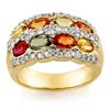 Image 1 : 3.75 CTW Multi-Sapphire & Diamond Ring 14K Yellow Gold - REF-105T5M - 11629