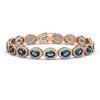 24.32 CTW London Topaz & Diamond Halo Bracelet 10K Rose Gold - REF-256W8F - 40638