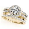 1 CTW Certified VS/SI Diamond 2Pc Wedding Set Solitaire Halo 14K Yellow Gold - REF-150T8M - 31132