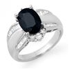 3.42 CTW Blue Sapphire & Diamond Ring 18K White Gold - REF-108M9H - 12912