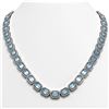 54.79 CTW Aquamarine & Diamond Halo Necklace 10K White Gold - REF-896X9T - 41354