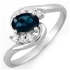 0.70 CTW Blue Sapphire & Diamond Ring 14K White Gold - REF-23N3Y - 10594