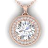 2 CTW I-SI Diamond Solitaire Art Deco Micro Halo Necklace 14K Rose Gold - REF-559N6Y - 30532