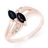 0.74 CTW Blue Sapphire & Diamond Ring 10K Rose Gold - REF-18H2A - 12715