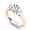 1.5 CTW VS/SI Diamond Solitaire Art Deco 3 Stone Ring 18K Rose Gold - REF-236M4H - 37314