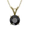 0.75 CTW Fancy Black VS Diamond Solitaire Necklace 10K Yellow Gold - REF-22M5H - 33177