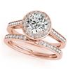 1.45 CTW Certified VS/SI Diamond 2Pc Wedding Set Solitaire Halo 14K Rose Gold - REF-390H4A - 30808