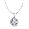 0.21 CTW Micro Pave VS/SI Diamond Halo Necklace 18K White Gold - REF-26H4A - 20364