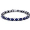 30.8 CTW Sapphire & VS/SI Certified Diamond Eternity Bracelet 10K White Gold - REF-180M2H - 29461