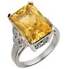 9.20 CTW Citrine & Diamond Ring 14K White Gold - REF-52F2N - 10941