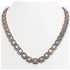 52.89 CTW Sky Topaz & Diamond Halo Necklace 10K Rose Gold - REF-679F3N - 41361