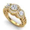 2.16 CTW VS/SI Diamond Solitaire Art Deco 3 Stone Ring 18K Yellow Gold - REF-361F8N - 36970