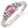 0.74 CTW Pink Sapphire & Diamond Ring 14K White Gold - REF-29F5N - 10290
