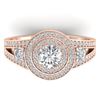 1.50 CTW Certified VS/SI Diamond Art Deco 3 Stone Halo Ring 14K Rose Gold - REF-170T8M - 30373