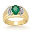 Image 1 : 2.15 CTW Emerald & Diamond Men's Ring 10K Yellow Gold - REF-61A8X - 13476