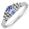 0.74 CTW Blue Sapphire & Diamond Ring 18K White Gold - REF-35T5M - 10582