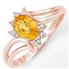 0.70 CTW Yellow Sapphire & Diamond Ring 14K Rose Gold - REF-25F3N - 10644