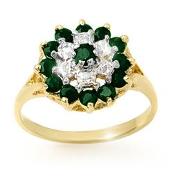 1.02 CTW Emerald & Diamond Ring 10K Yellow Gold - REF-21K6W - 12495