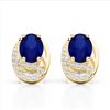 2.50 Sapphire & Micro VS/SI Diamond Stud Earrings 10K Yellow Gold - REF-25K6W - 22339