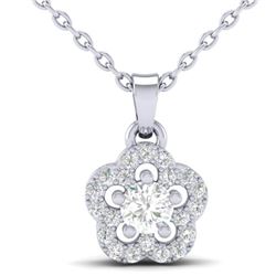 0.28 CTW VS/SI Diamond Micro Pave VS/SI Diamond Necklace Moon Halo 10K White Gold - REF-23N8Y - 2134