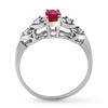 Image 2 : 0.57 CTW Ruby & Diamond Ring 18K White Gold - REF-29A5X - 12596