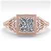 Image 1 : 1.0 CTW VS/SI Princess Diamond Solitaire Engagement Ring Deco 18K Rose Gold - REF-344H4A - 36041