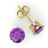 Image 2 : 4 CTW Amethyst Designer Inspired Solitaire Stud Earrings 18K Yellow Gold - REF-29N3Y - 21810