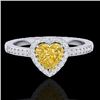 1 CTW Citrine & Micro Pave Ring Heart Halo 14K White Gold - REF-34T9M - 21403