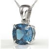 1.50 CTW Cushion Cut London Blue Topaz Designer Necklace 18K White Gold - REF-25K5W - 21949