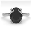5.0 CTW Oval Black Diamond Engagement Designer Ring 18K White Gold - REF-143H8A - 32451