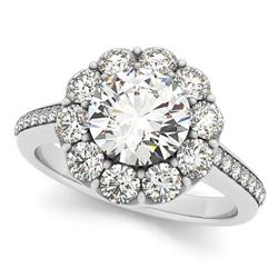 2.75 CTW Certified VS/SI Diamond Solitaire Halo Ring 18K White Gold - REF-640T8M - 26164