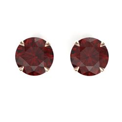 4 CTW Garnet Designer Inspired Solitaire Stud Earrings 14K Rose Gold - REF-23F3N - 21822