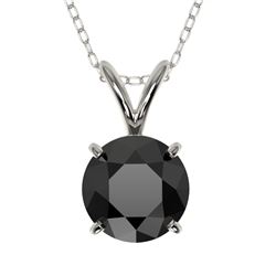 1 CTW Fancy Black VS Diamond Solitaire Necklace 10K White Gold - REF-26W3F - 33185