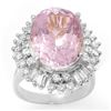 15.75 CTW Kunzite & Diamond Ring 18K White Gold - REF-272N8Y - 10601
