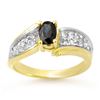 1.40 CTW Blue Sapphire & Diamond Ring 10K Yellow Gold - REF-46F4N - 13315