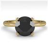 2.0 CTW Black Diamond Engagement Designer Ring 18K Yellow Gold - REF-74H2A - 32449