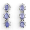 4.38 CTW Tanzanite & Diamond Earrings 14K White Gold - REF-115K3W - 11079