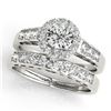 1.96 CTW Certified VS/SI Diamond 2Pc Wedding Set Solitaire Halo 14K White Gold - REF-428H2A - 31259