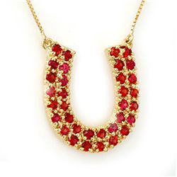 2.0 CTW Red Sapphire Necklace 10K Yellow Gold - REF-47M3H - 11711