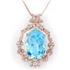 18.80 CTW Blue Topaz & Diamond Necklace 14K Rose Gold - REF-104T8M - 10163