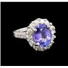 Image 1 : 14KT White Gold 3.82 ctw Tanzanite and Diamond Ring