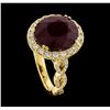 Image 4 : 9.32 ctw Ruby and Diamond Ring - 14KT Yellow Gold