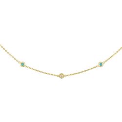 0.4 ctw Turquoise Necklace - 14KT Yellow Gold